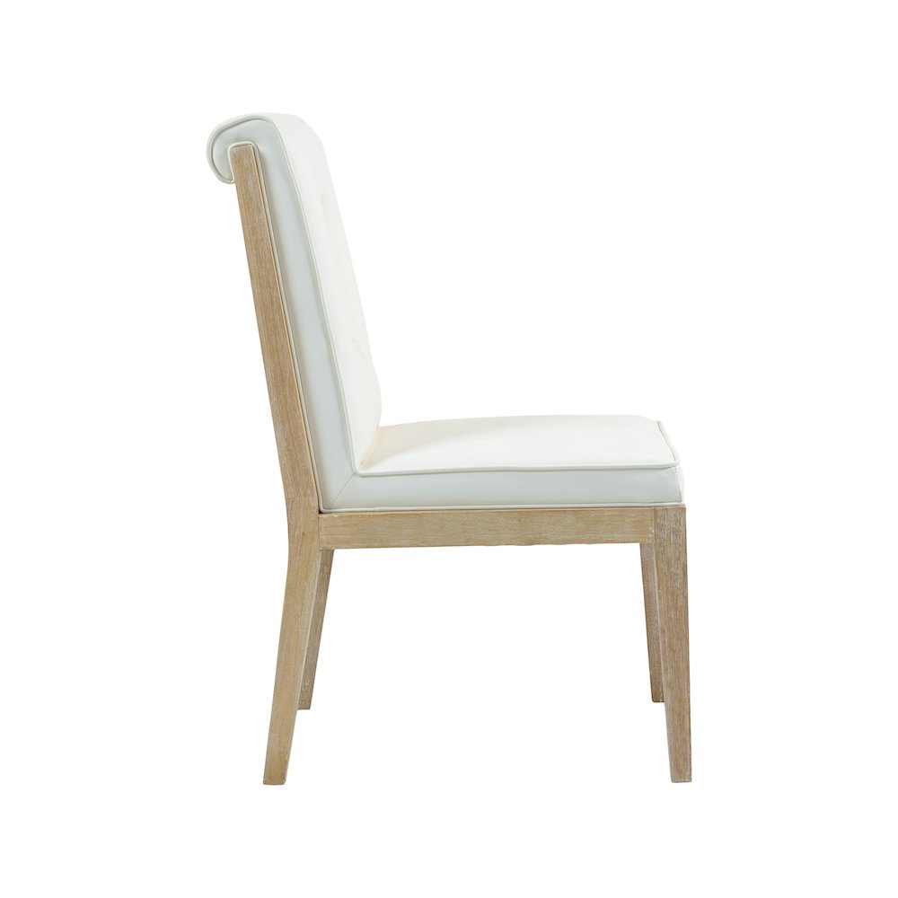 Gwendolyn Cream Vegan Leather Dining Side Chair, Set of 2. Picture 4