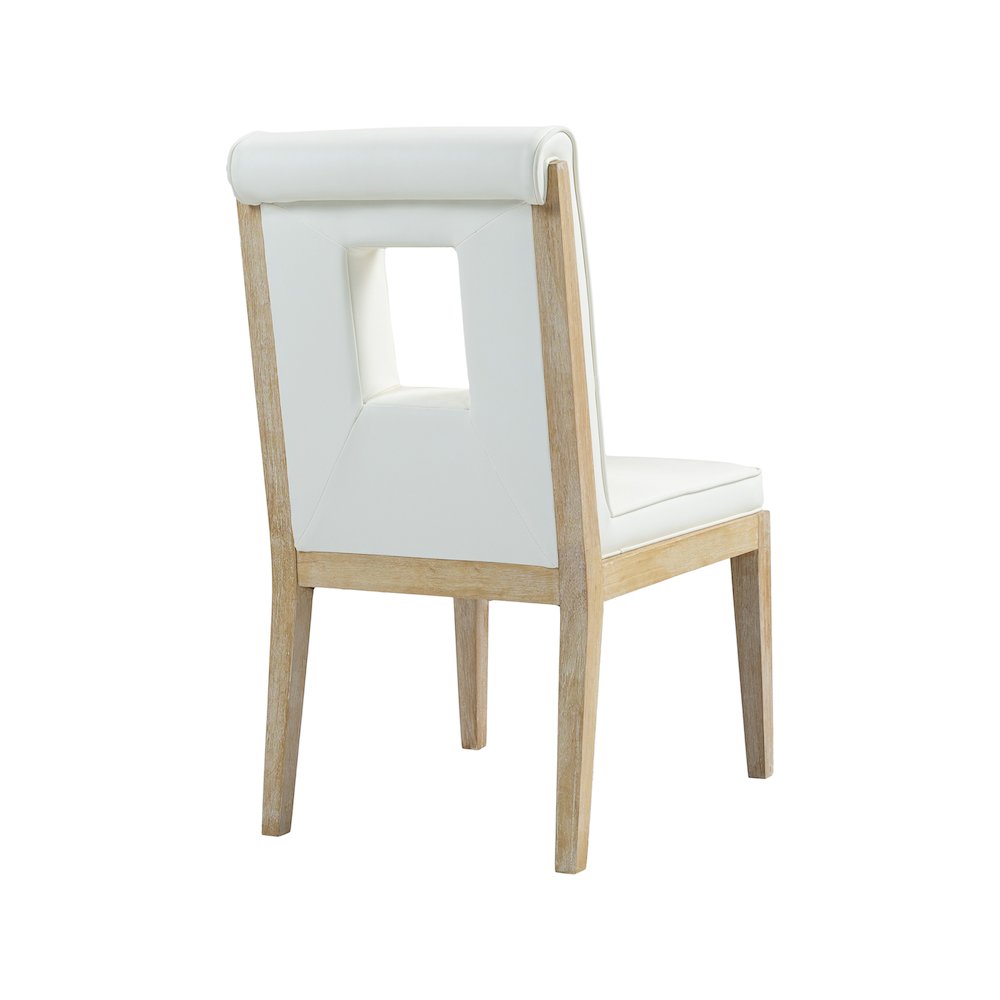 Gwendolyn Cream Vegan Leather Dining Side Chair, Set of 2. Picture 6