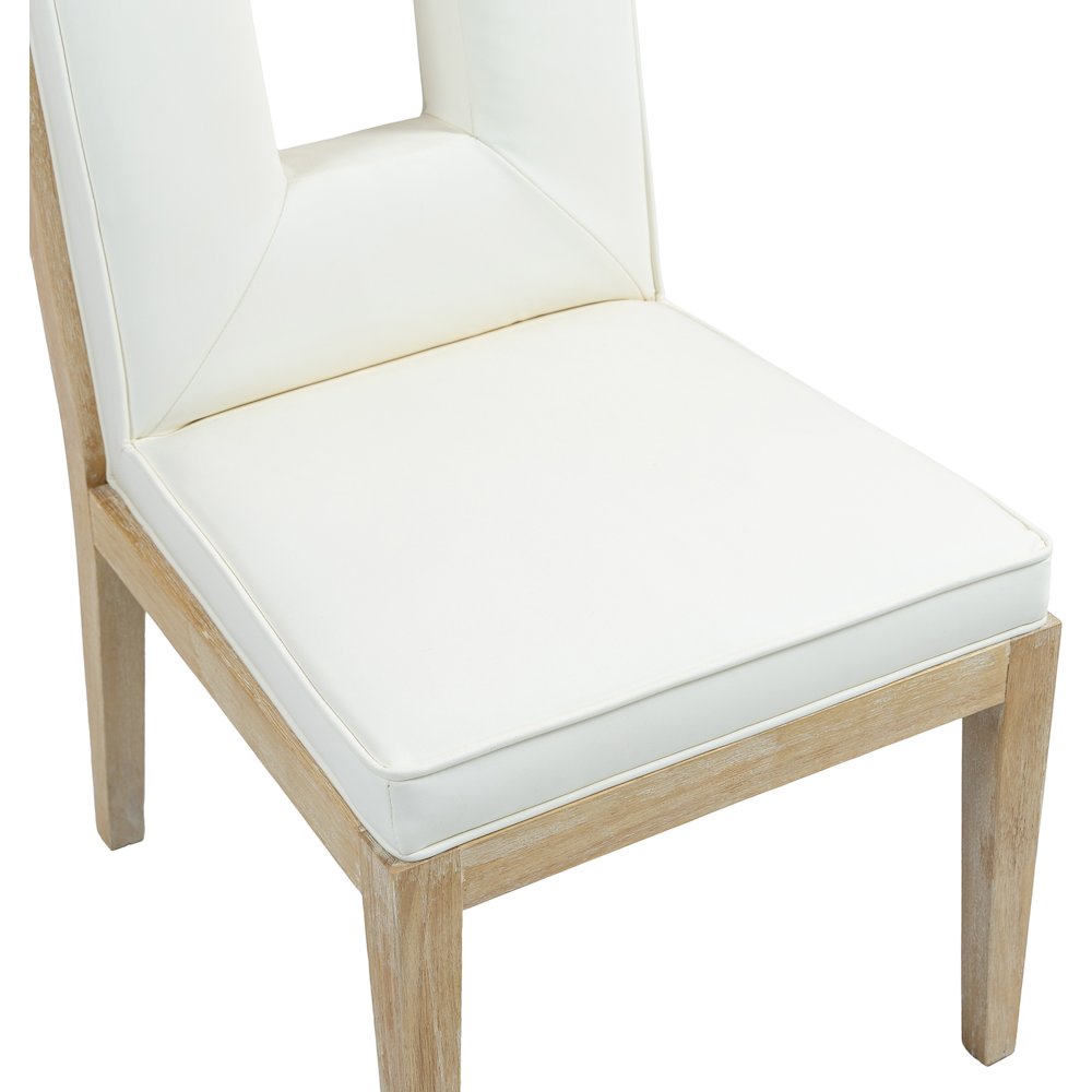 Gwendolyn Cream Vegan Leather Dining Side Chair, Set of 2. Picture 7