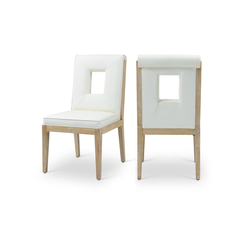 Gwendolyn Cream Vegan Leather Dining Side Chair, Set of 2. Picture 1