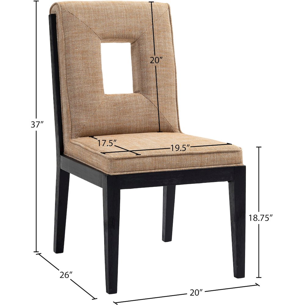Gwendolyn Cognac Linen Textured Fabric Dining Side Chair, Set of 2. Picture 9