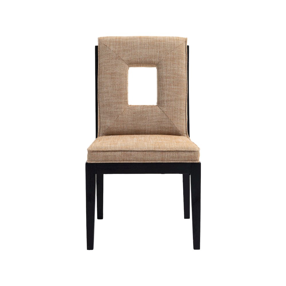 Gwendolyn Cognac Linen Textured Fabric Dining Side Chair, Set of 2. Picture 3