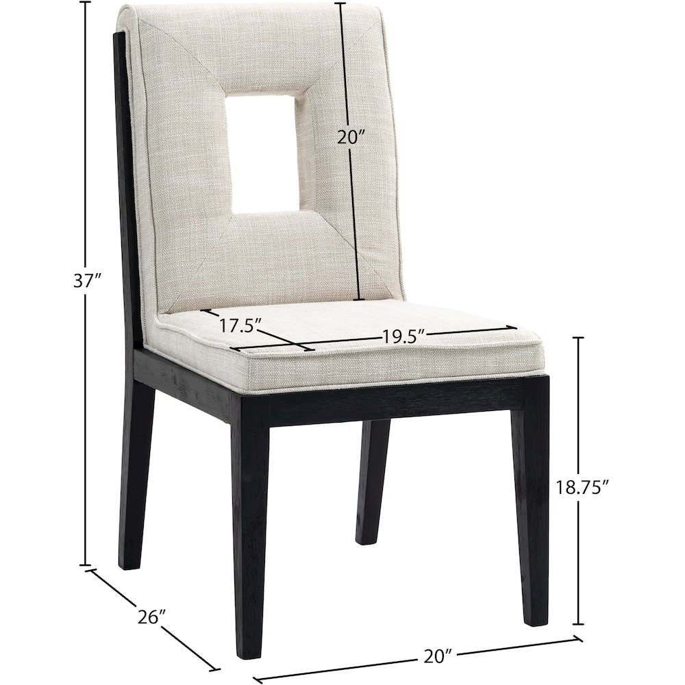 Gwendolyn Cream Linen Textured Fabric Dining Side Chair, Set of 2. Picture 9
