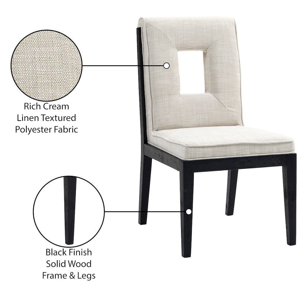 Gwendolyn Cream Linen Textured Fabric Dining Side Chair, Set of 2. Picture 10