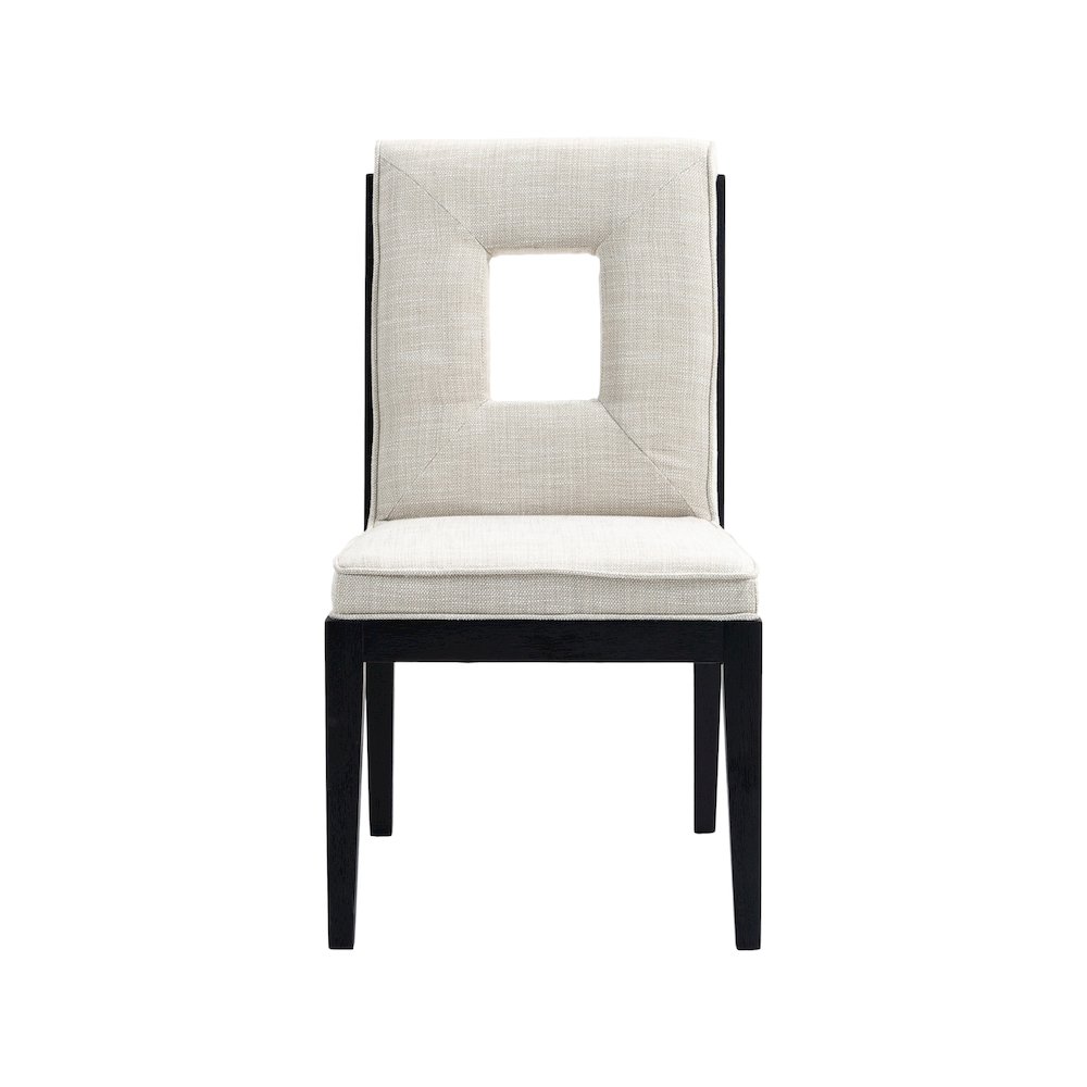 Gwendolyn Cream Linen Textured Fabric Dining Side Chair, Set of 2. Picture 3
