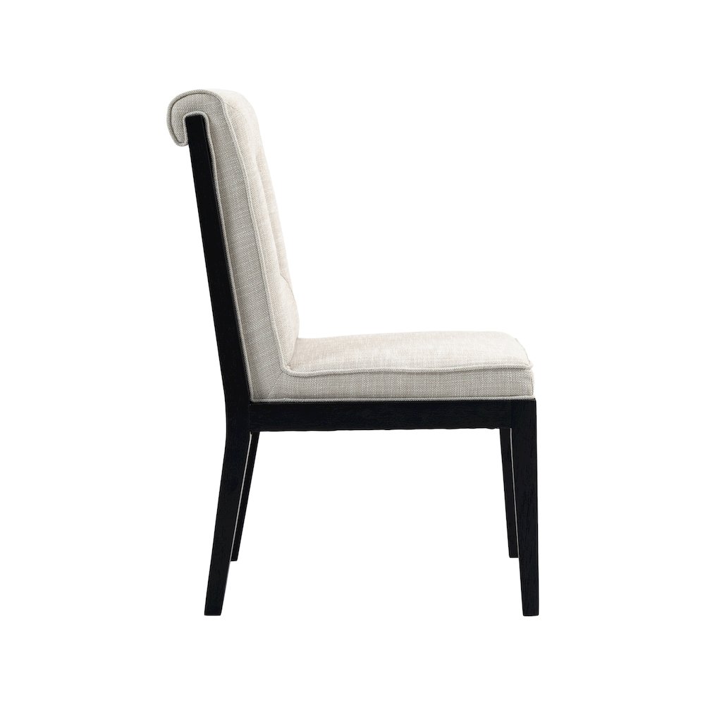 Gwendolyn Cream Linen Textured Fabric Dining Side Chair, Set of 2. Picture 4