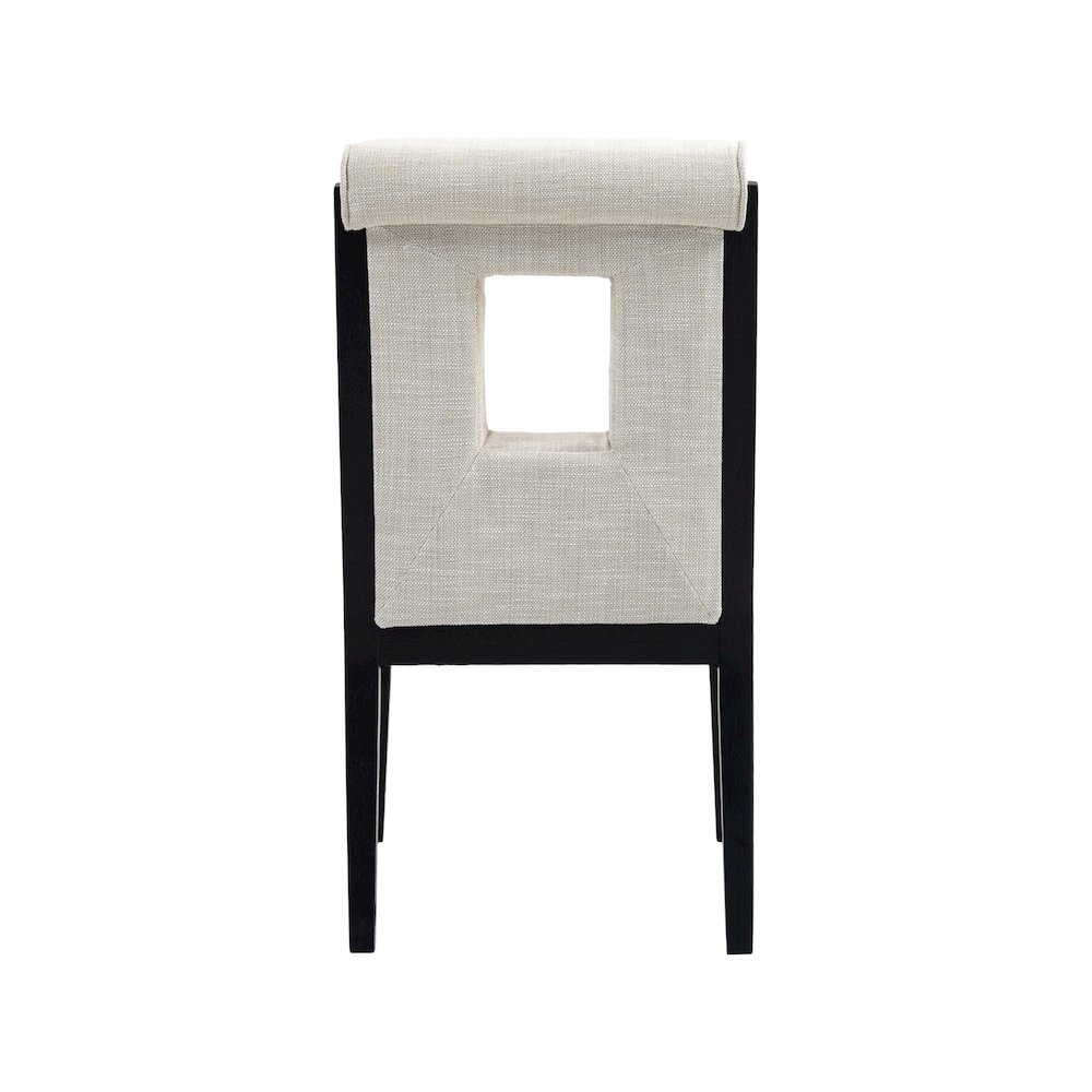 Gwendolyn Cream Linen Textured Fabric Dining Side Chair, Set of 2. Picture 5