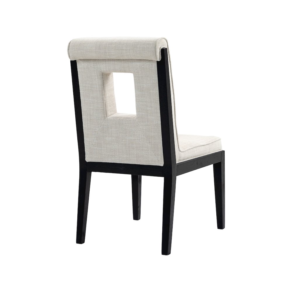 Gwendolyn Cream Linen Textured Fabric Dining Side Chair, Set of 2. Picture 6