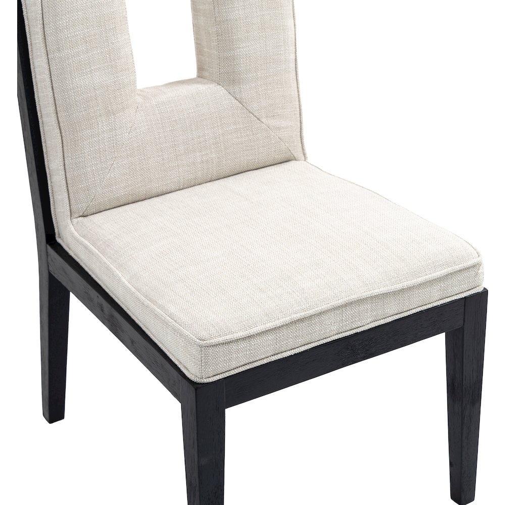 Gwendolyn Cream Linen Textured Fabric Dining Side Chair, Set of 2. Picture 7