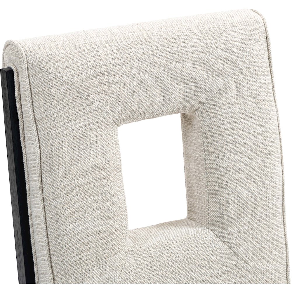 Gwendolyn Cream Linen Textured Fabric Dining Side Chair, Set of 2. Picture 8