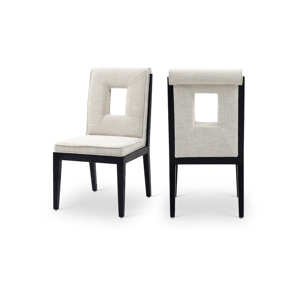 Gwendolyn Cream Linen Textured Fabric Dining Side Chair, Set of 2. Picture 1