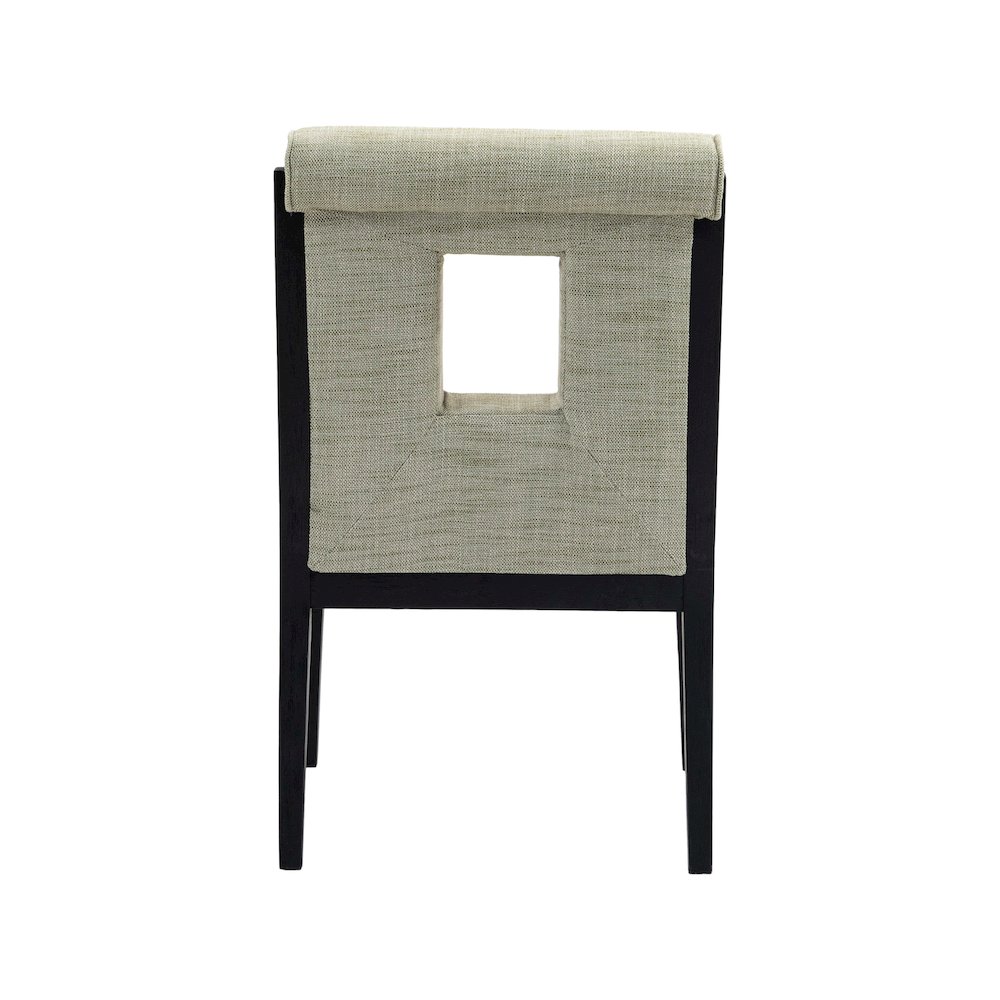 Gwendolyn Green Linen Textured Fabric Dining Arm Chair. Picture 5