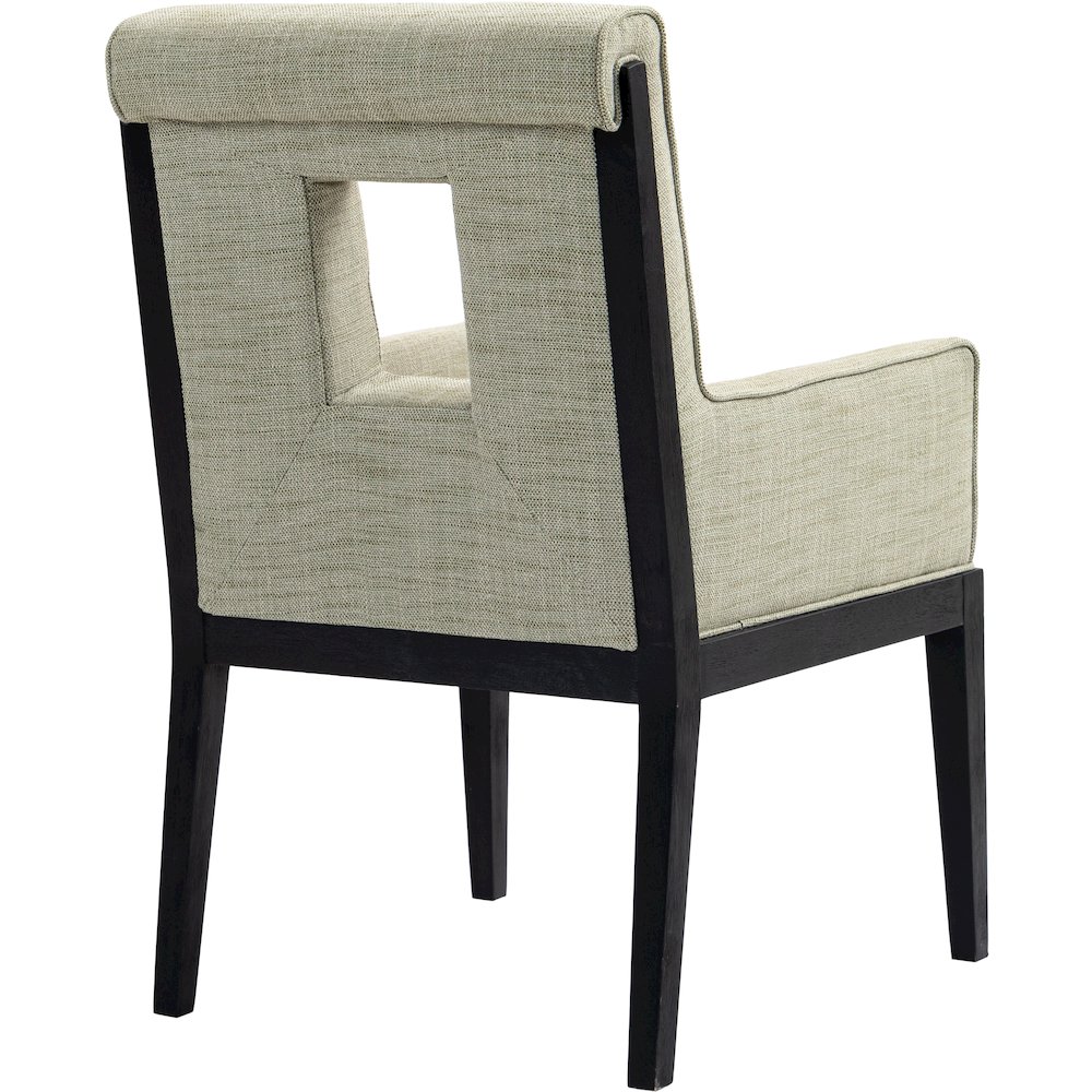 Gwendolyn Green Linen Textured Fabric Dining Arm Chair. Picture 6