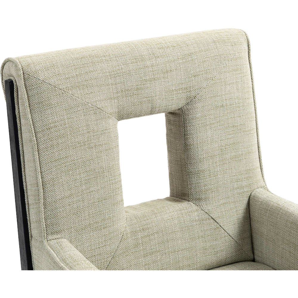 Gwendolyn Green Linen Textured Fabric Dining Arm Chair. Picture 8