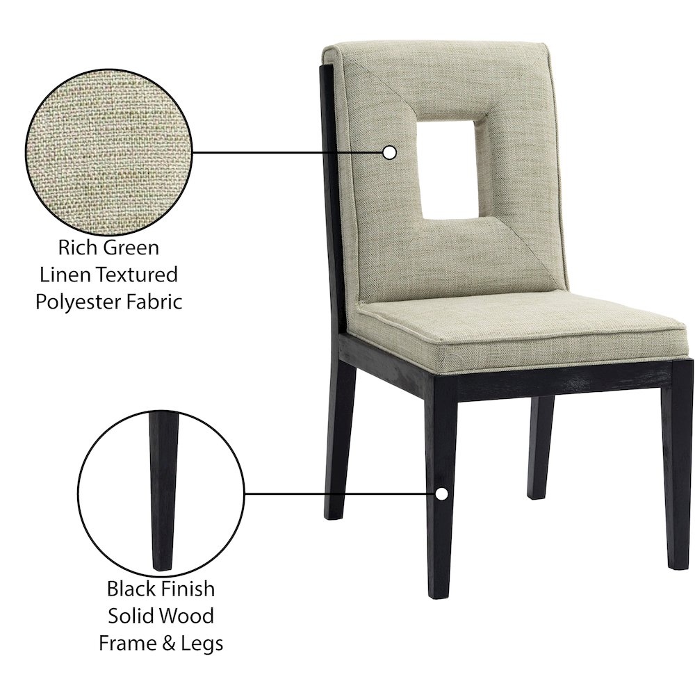 Gwendolyn Green Linen Textured Fabric Dining Side Chair, Set of 2. Picture 10