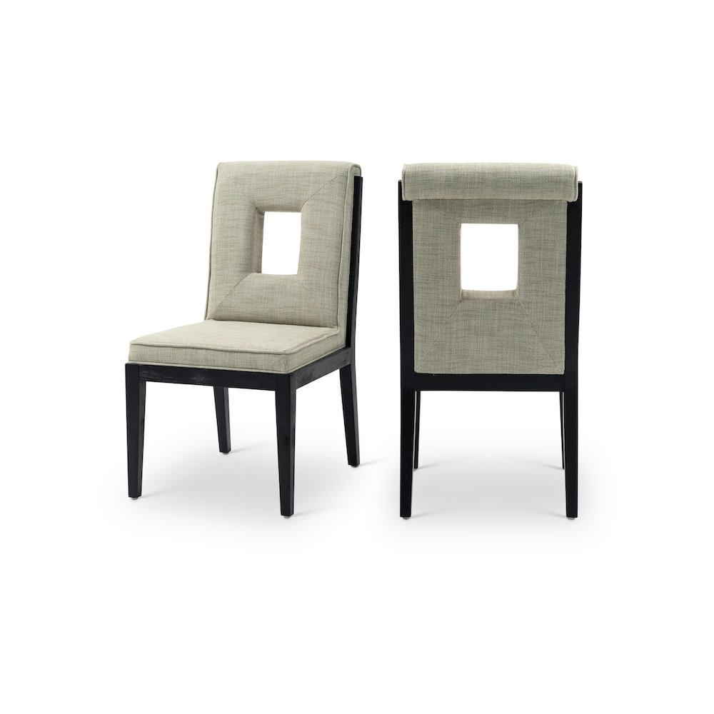 Gwendolyn Green Linen Textured Fabric Dining Side Chair, Set of 2. Picture 1