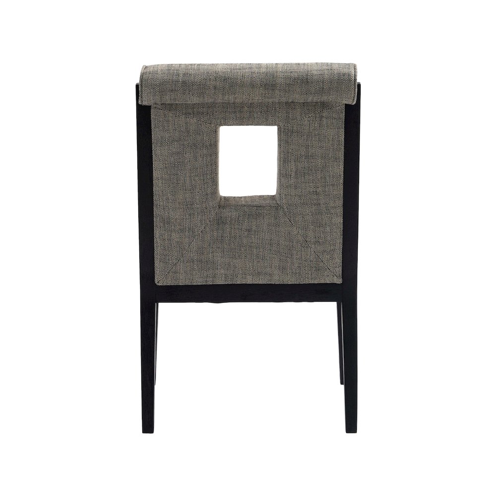 Gwendolyn Grey Linen Textured Fabric Dining Arm Chair. Picture 5