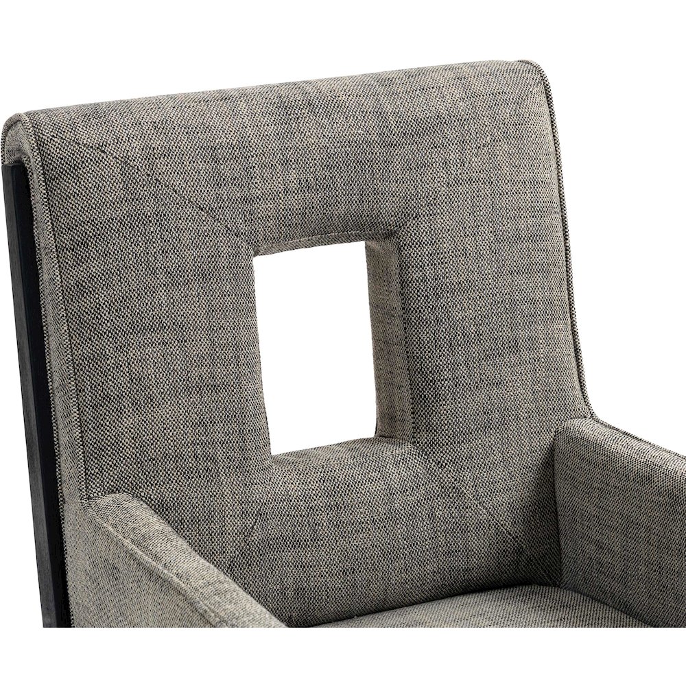 Gwendolyn Grey Linen Textured Fabric Dining Arm Chair. Picture 8
