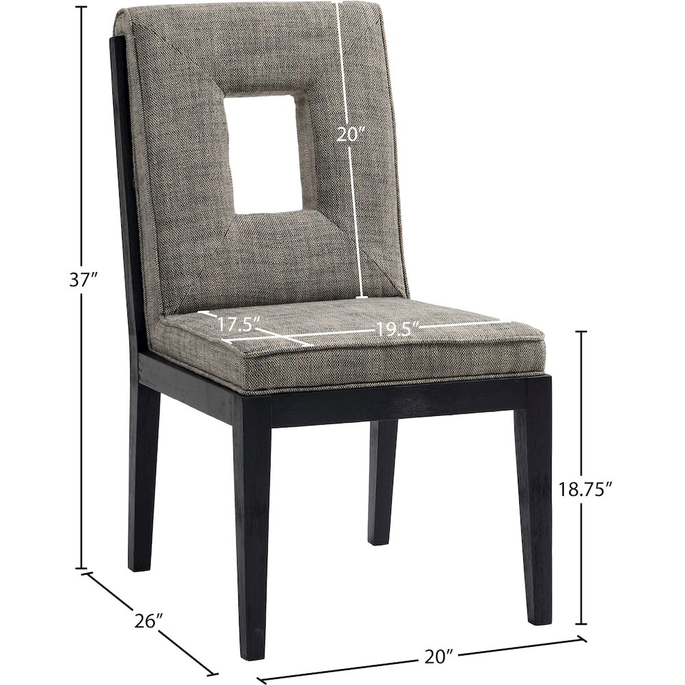 Gwendolyn Grey Linen Textured Fabric Dining Side Chair, Set of 2. Picture 9