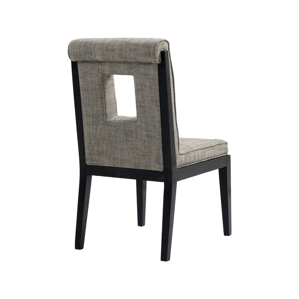 Gwendolyn Grey Linen Textured Fabric Dining Side Chair, Set of 2. Picture 6