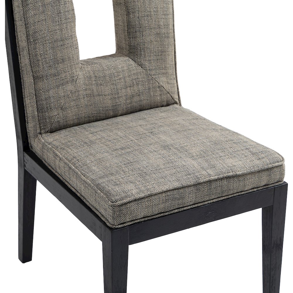 Gwendolyn Grey Linen Textured Fabric Dining Side Chair, Set of 2. Picture 7