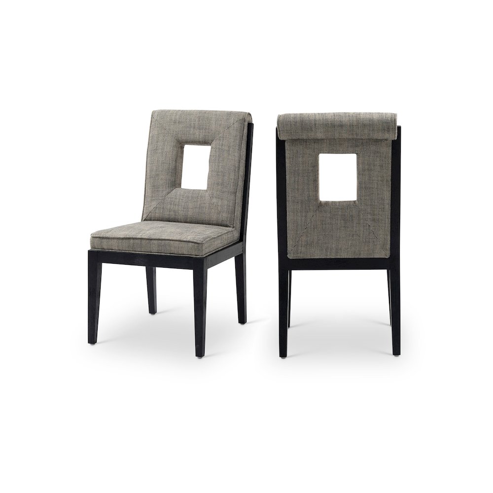 Gwendolyn Grey Linen Textured Fabric Dining Side Chair, Set of 2. Picture 1