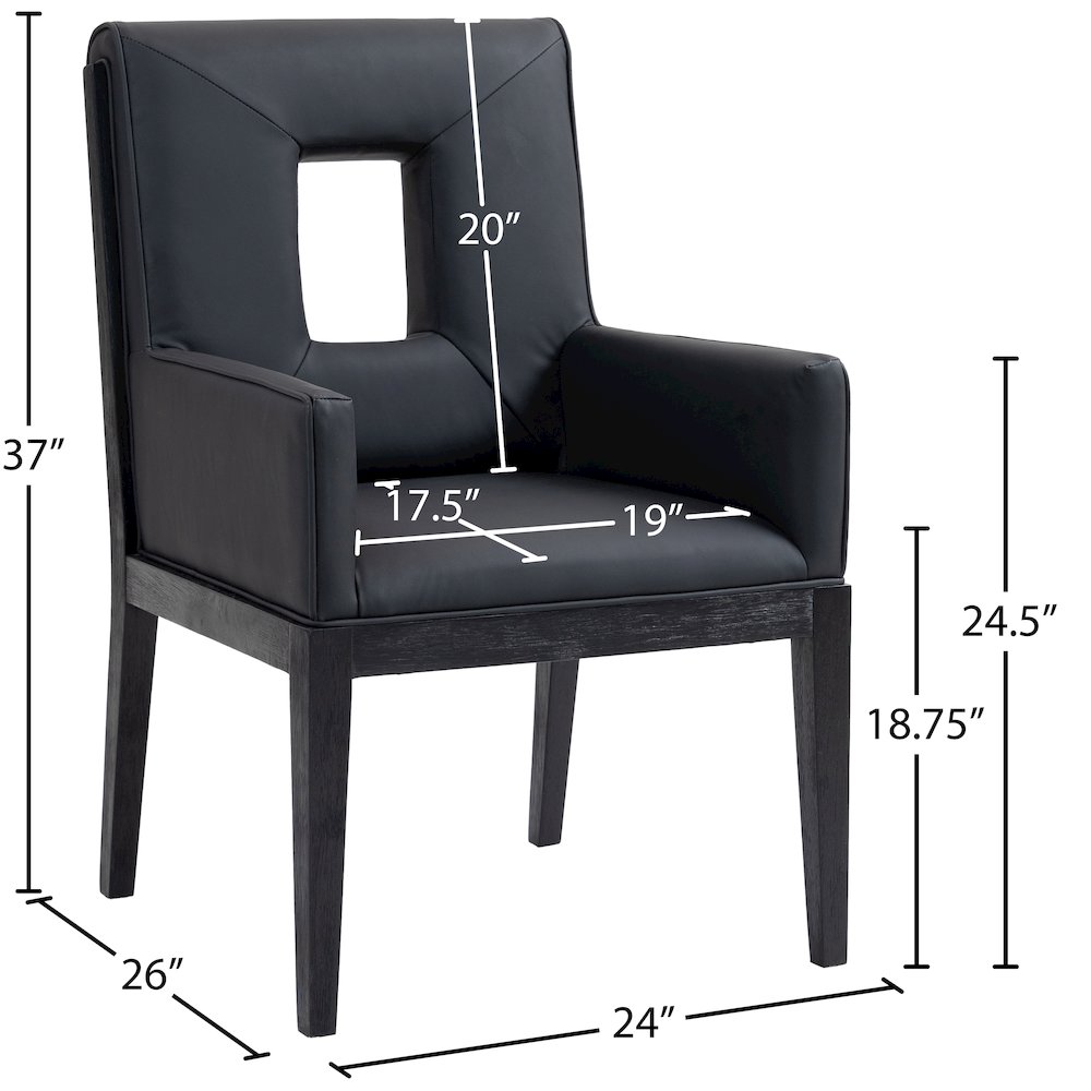 Gwendolyn Black Vegan Leather Dining Arm Chair. Picture 9