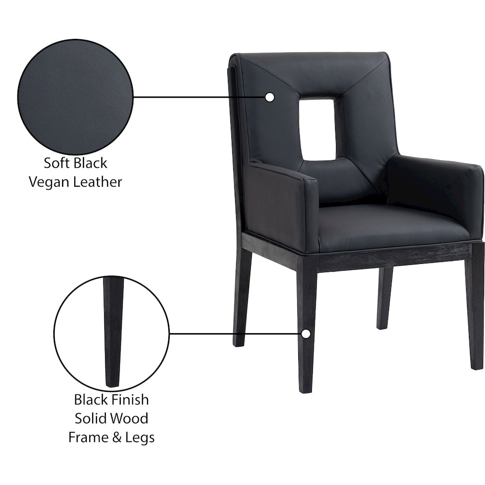 Gwendolyn Black Vegan Leather Dining Arm Chair. Picture 10
