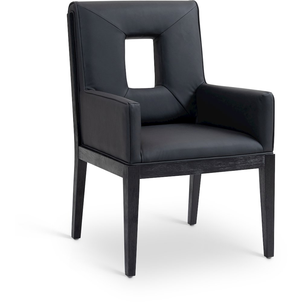 Gwendolyn Black Vegan Leather Dining Arm Chair. Picture 1