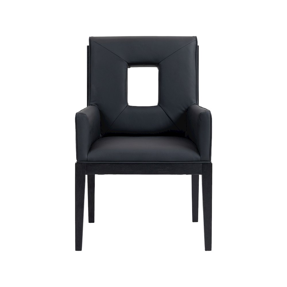 Gwendolyn Black Vegan Leather Dining Arm Chair. Picture 3
