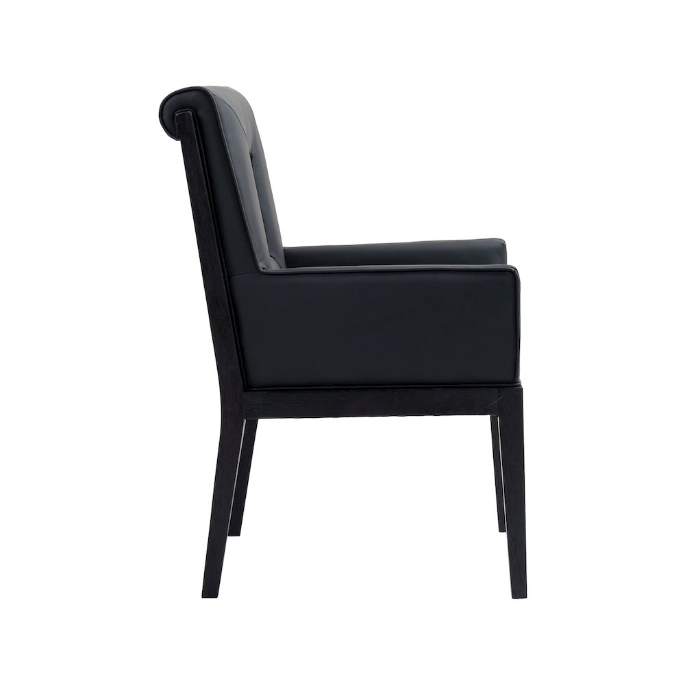 Gwendolyn Black Vegan Leather Dining Arm Chair. Picture 4
