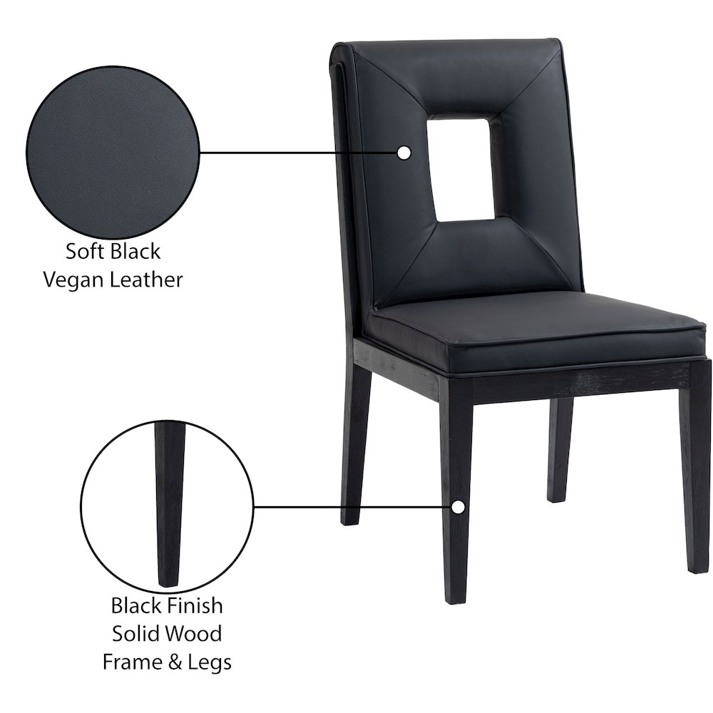 Gwendolyn Black Vegan Leather Dining Side Chair, Set of 2. Picture 10
