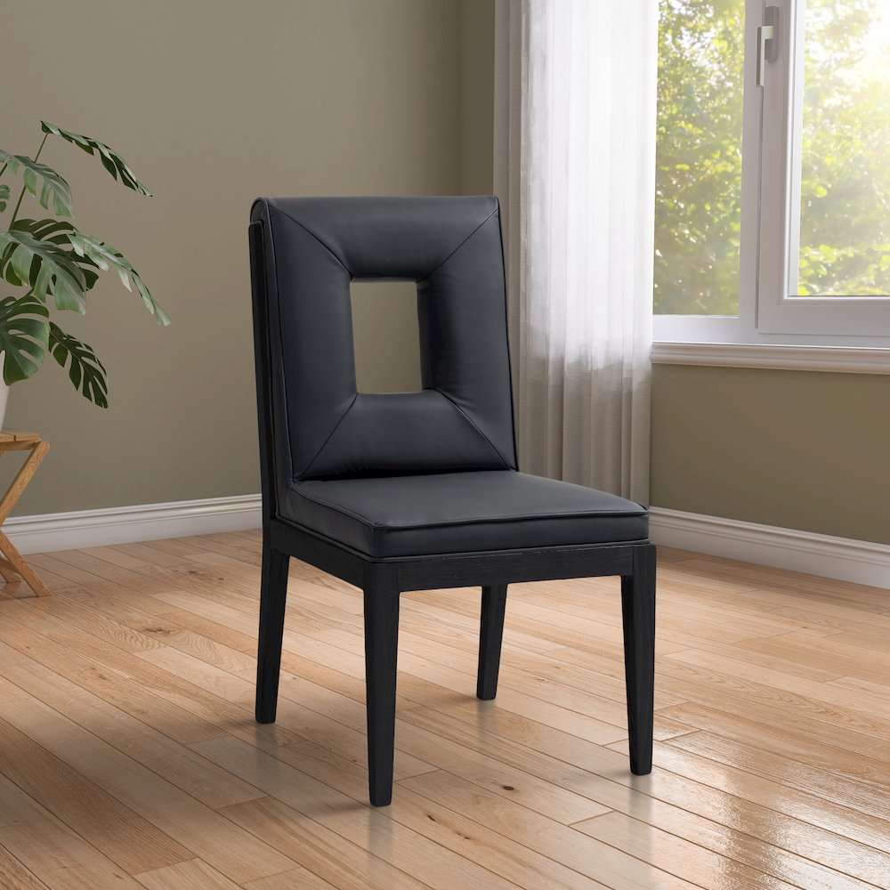 Gwendolyn Black Vegan Leather Dining Side Chair, Set of 2. Picture 2