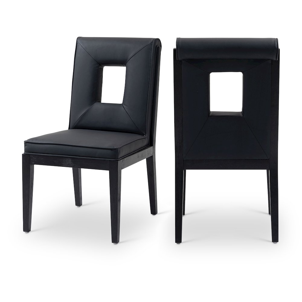 Gwendolyn Black Vegan Leather Dining Side Chair, Set of 2. Picture 1