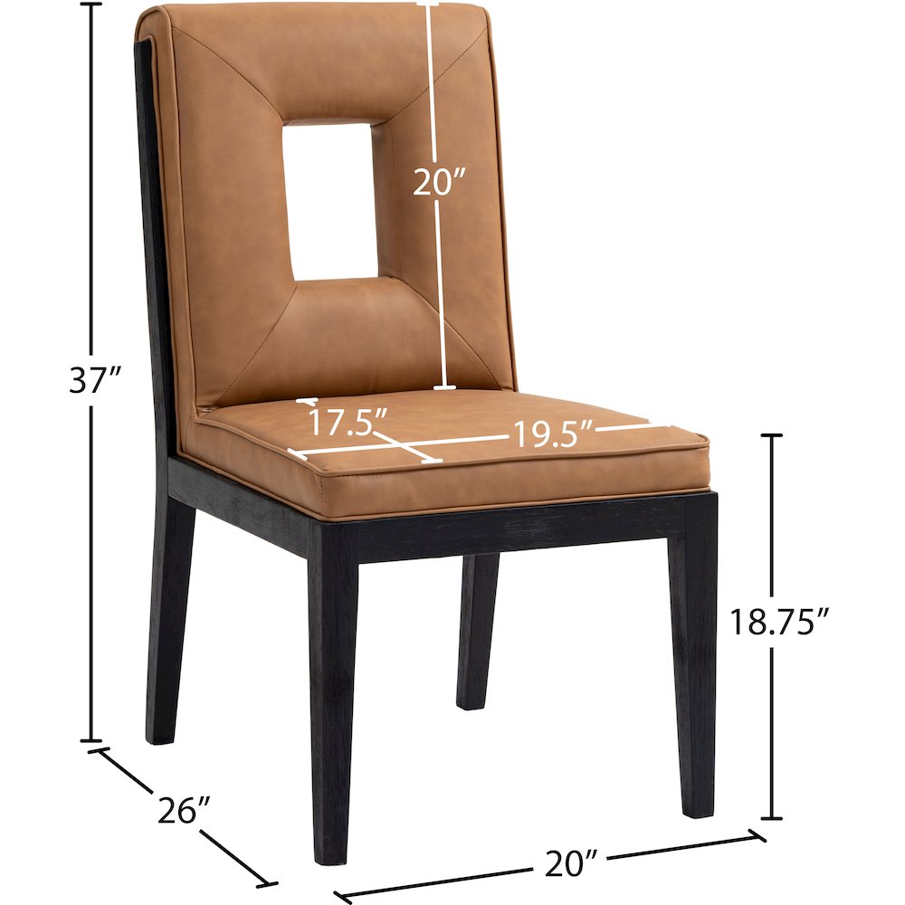 Gwendolyn Cognac Vegan Leather Dining Side Chair, Set of 2. Picture 9