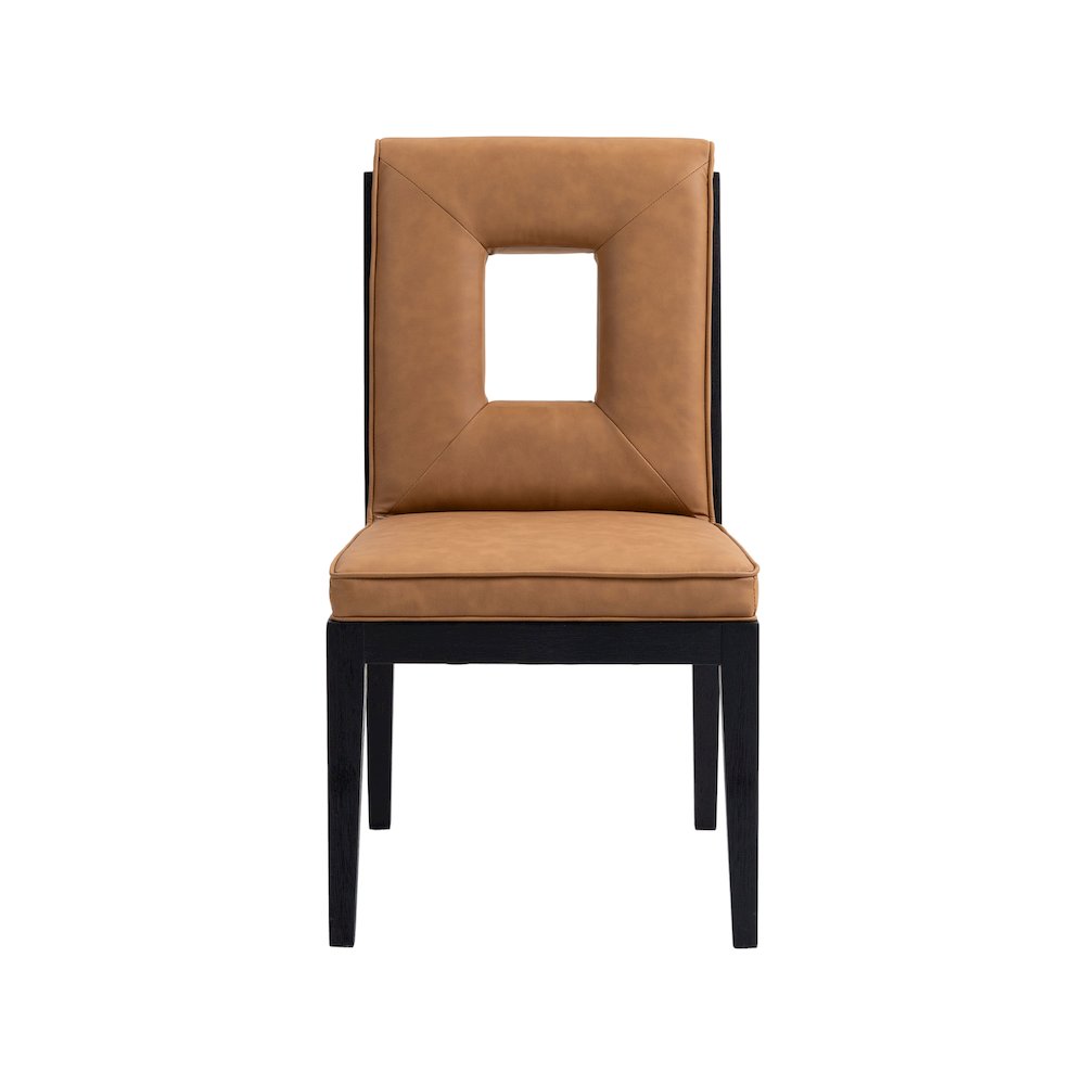 Gwendolyn Cognac Vegan Leather Dining Side Chair, Set of 2. Picture 3