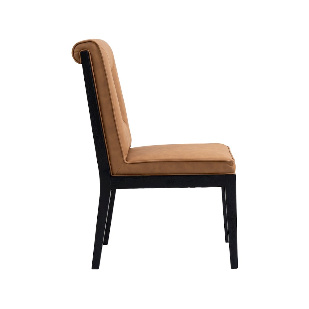 Gwendolyn Cognac Vegan Leather Dining Side Chair, Set of 2. Picture 4
