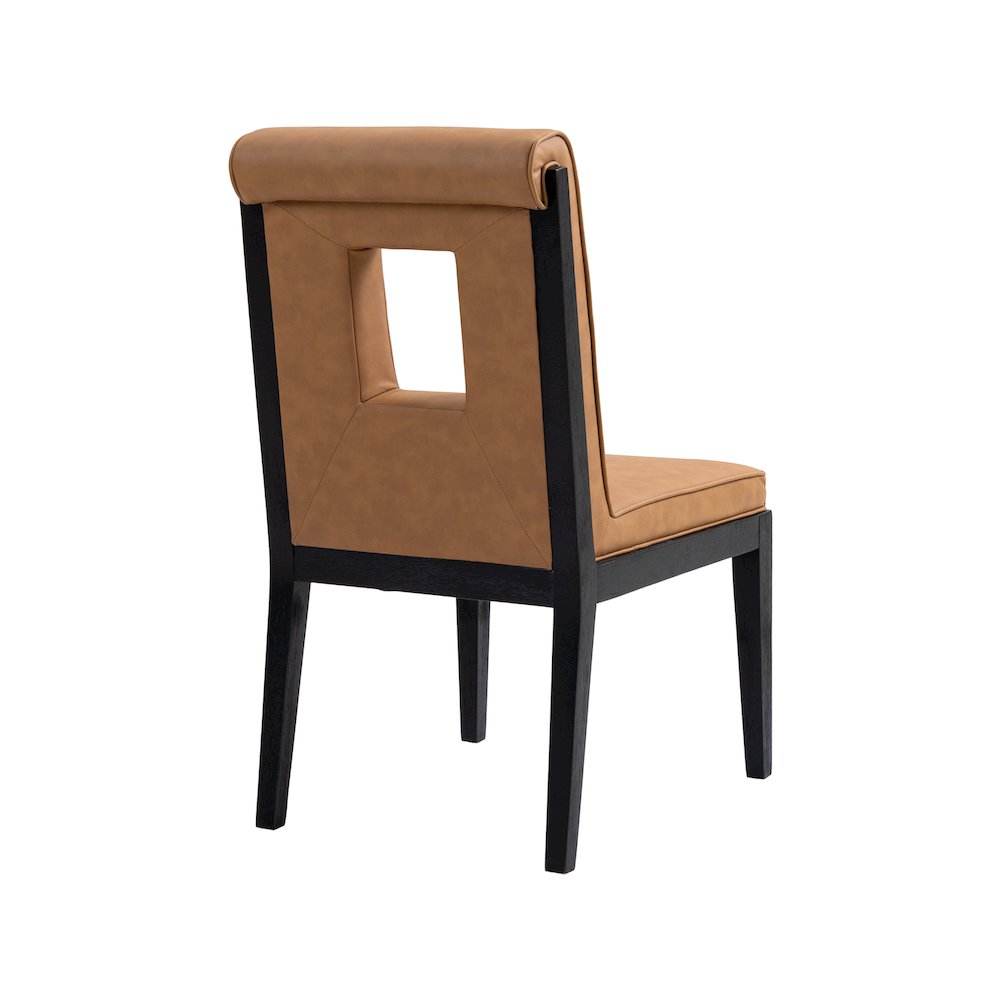 Gwendolyn Cognac Vegan Leather Dining Side Chair, Set of 2. Picture 6