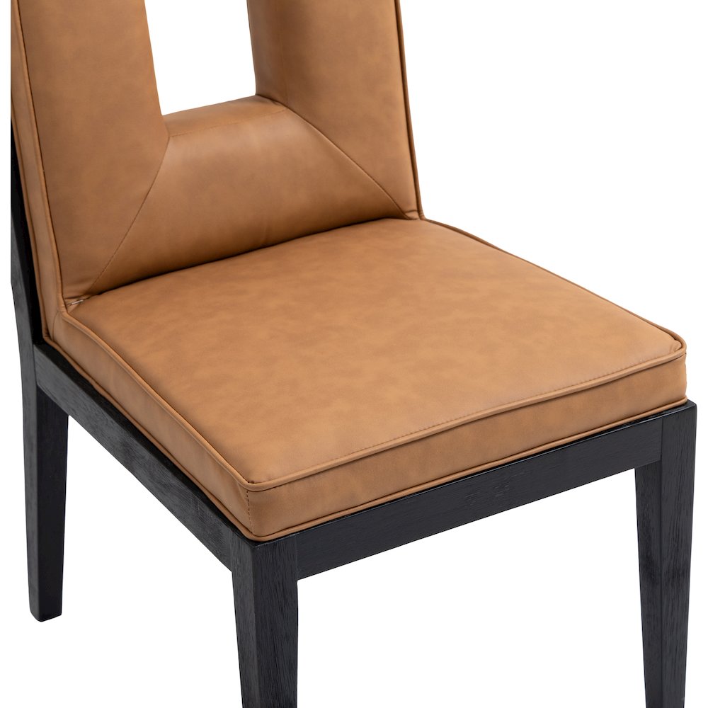 Gwendolyn Cognac Vegan Leather Dining Side Chair, Set of 2. Picture 7