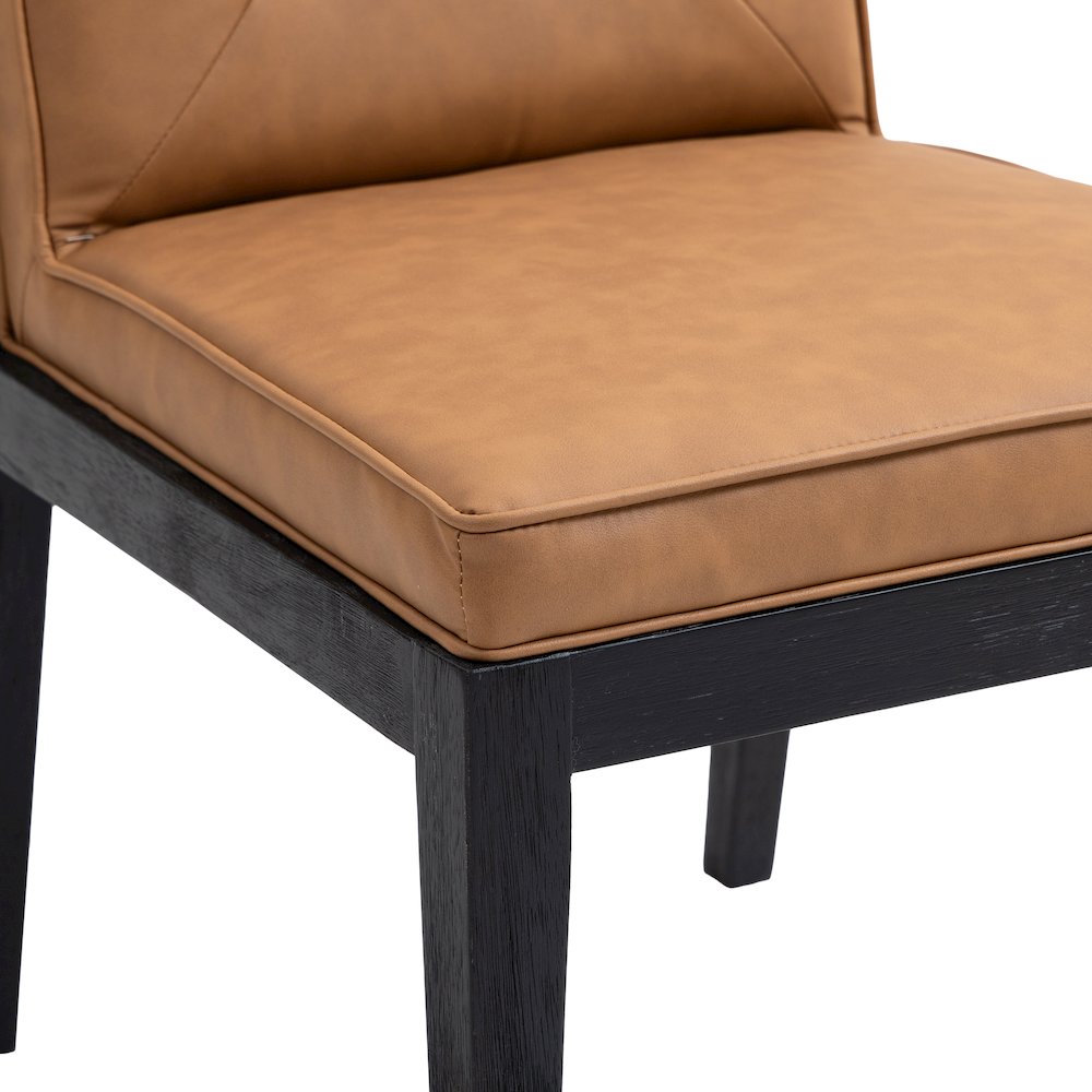 Gwendolyn Cognac Vegan Leather Dining Side Chair, Set of 2. Picture 8