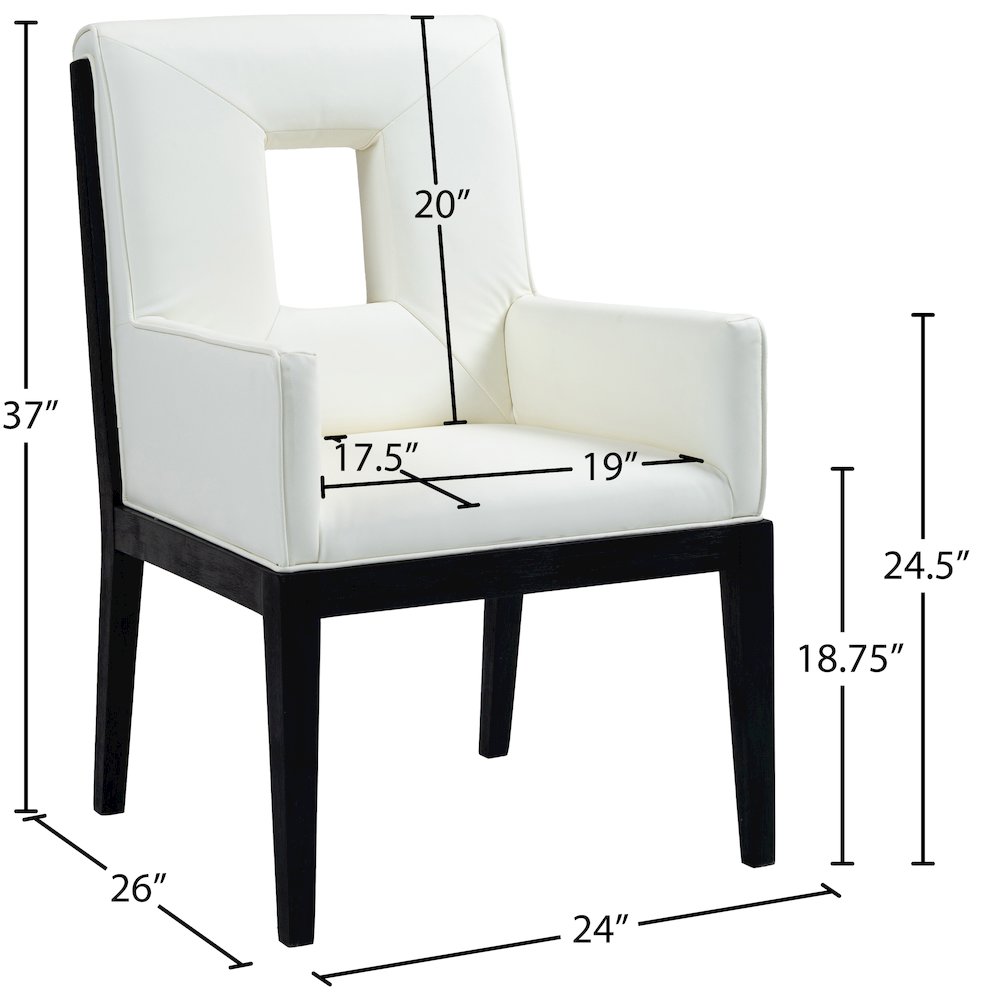 Gwendolyn Cream Vegan Leather Dining Arm Chair. Picture 9