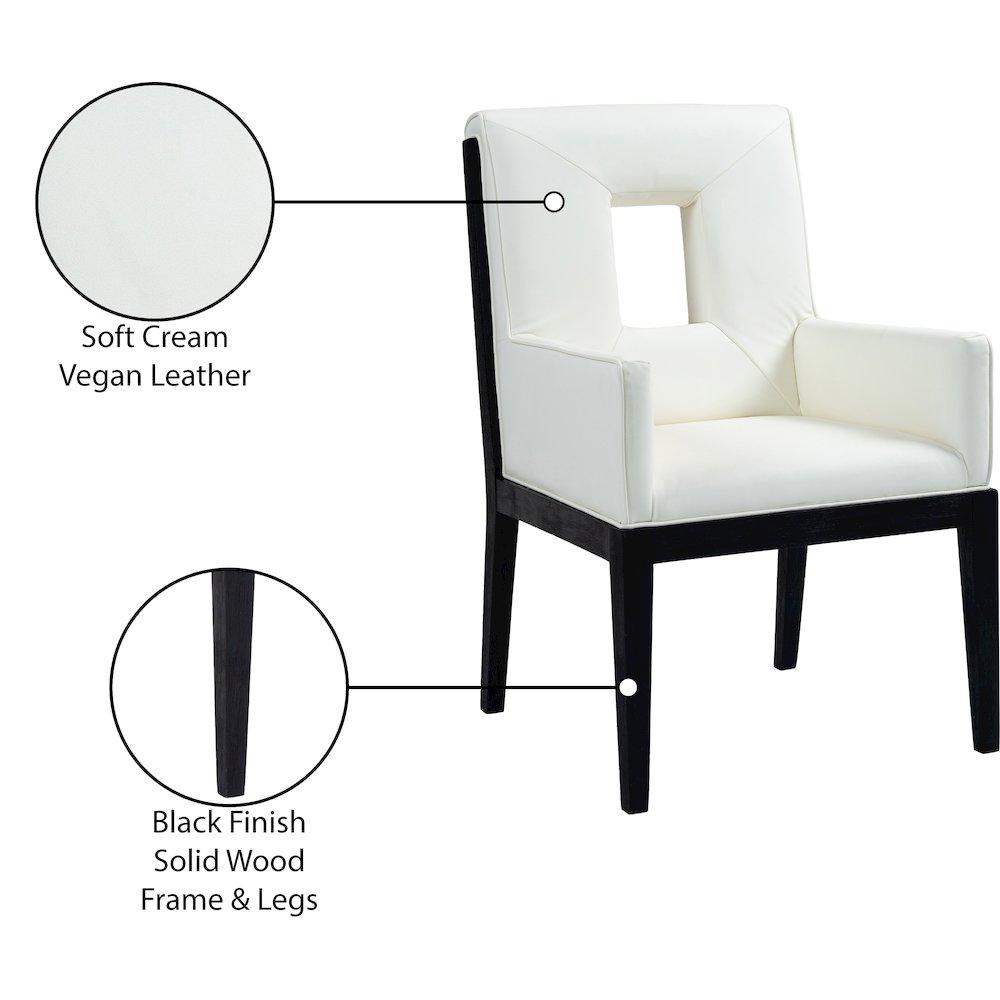 Gwendolyn Cream Vegan Leather Dining Arm Chair. Picture 10