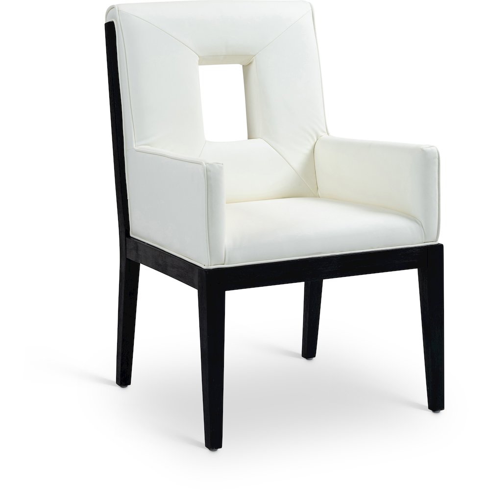 Gwendolyn Cream Vegan Leather Dining Arm Chair. Picture 1