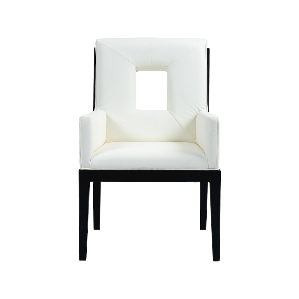 Gwendolyn Cream Vegan Leather Dining Arm Chair. Picture 3