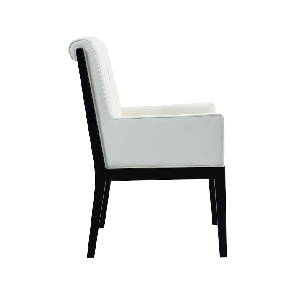 Gwendolyn Cream Vegan Leather Dining Arm Chair. Picture 4