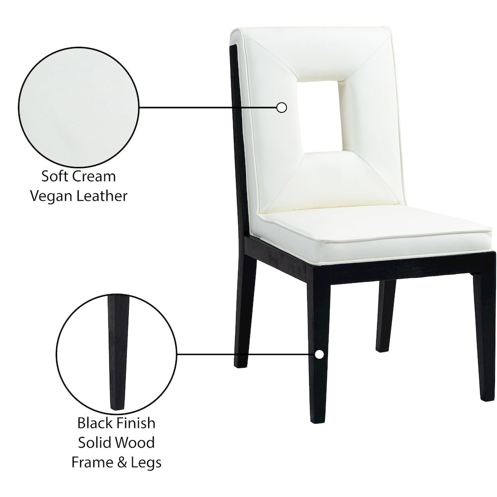 Gwendolyn Cream Vegan Leather Dining Side Chair, Set of 2. Picture 10