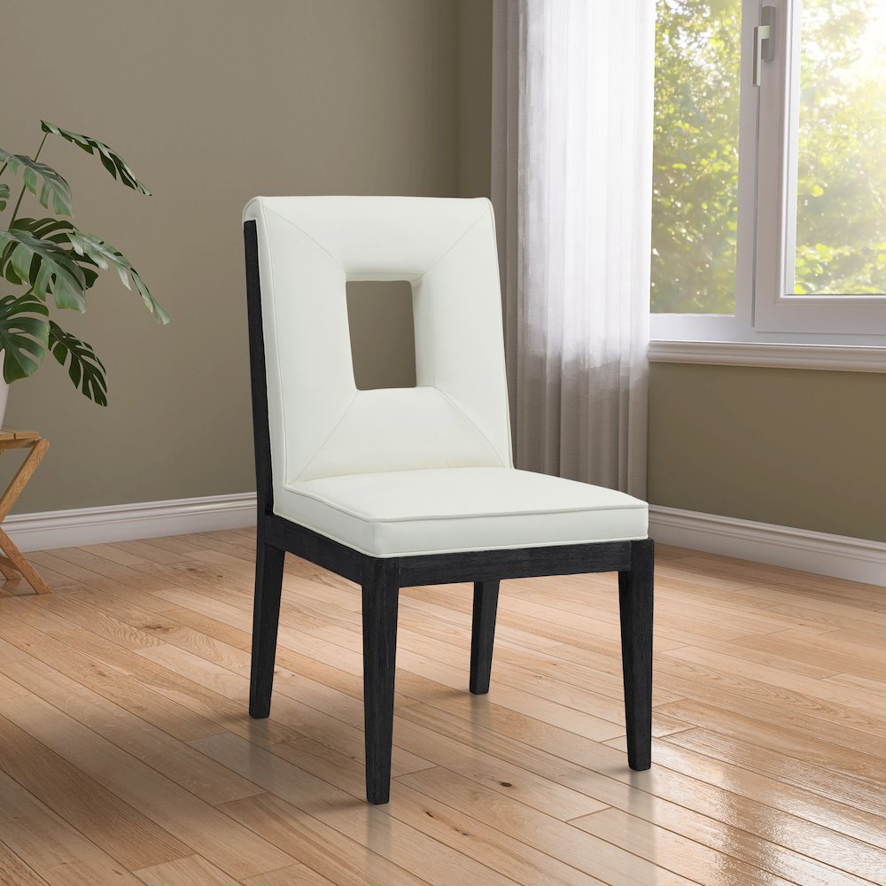 Gwendolyn Cream Vegan Leather Dining Side Chair, Set of 2. Picture 2