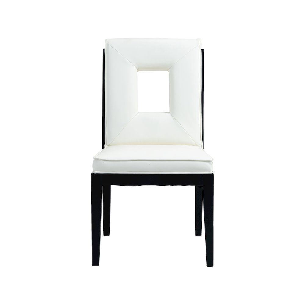 Gwendolyn Cream Vegan Leather Dining Side Chair, Set of 2. Picture 3