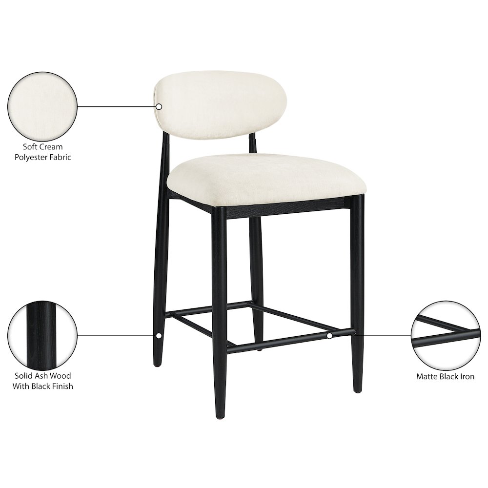 Riccio Beige Performance Fabric Upholstered Stool. Picture 9
