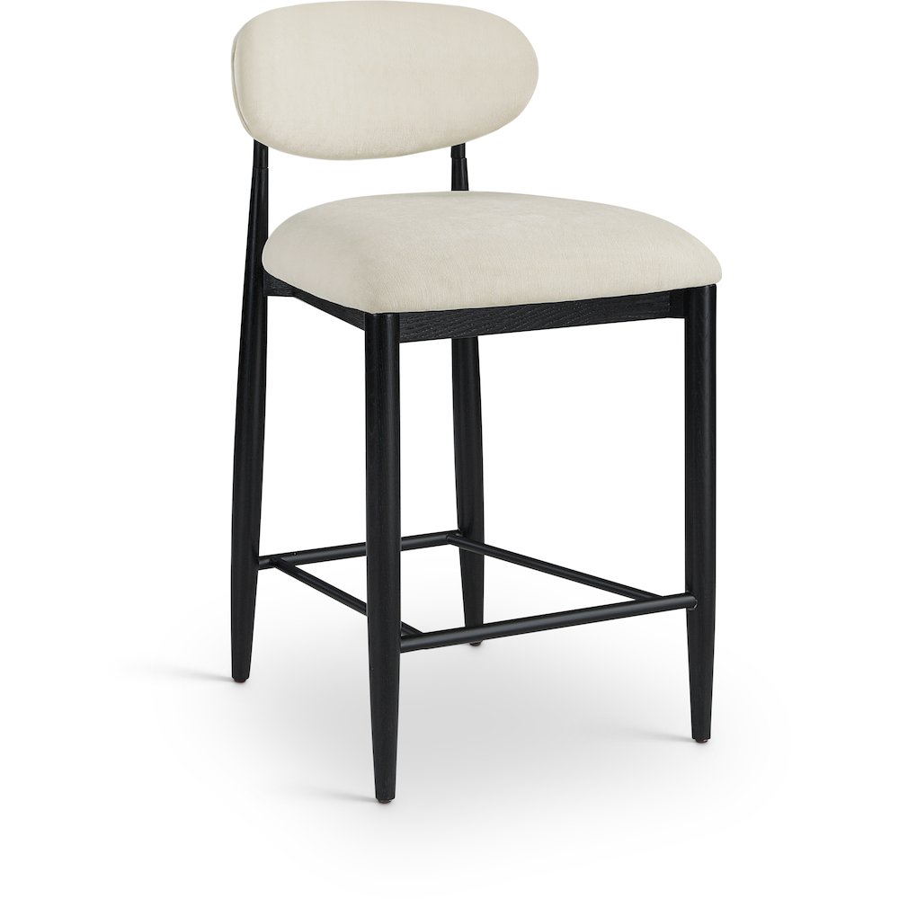 Riccio Beige Performance Fabric Upholstered Stool. Picture 1